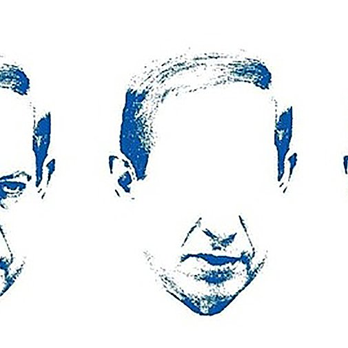 این تصویر شامل سه چهره است که به طور افقی در کنار هم قرار گرفته‌اند. هر سه چهره حالت‌های مختلفی دارند، اما جزئیات صورت‌ها به طور واضح مشخص نیست و به نظر می‌رسد نیمی از هر چهره محو یا ویرایش شده است. رنگ تصویر آبی است و زمینه سفید است که بر جنبه انتزاعی و هنری آن تأکید می‌کند. این طراحی می‌تواند موضوعاتی مانند هویت، تغییر یا گمنامی را منتقل کند.