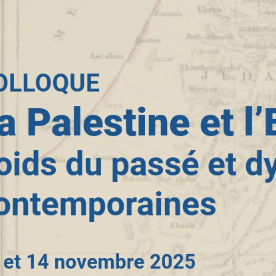 Carte ancienne de la Palestine, avec un titre sur un colloque en 2025.