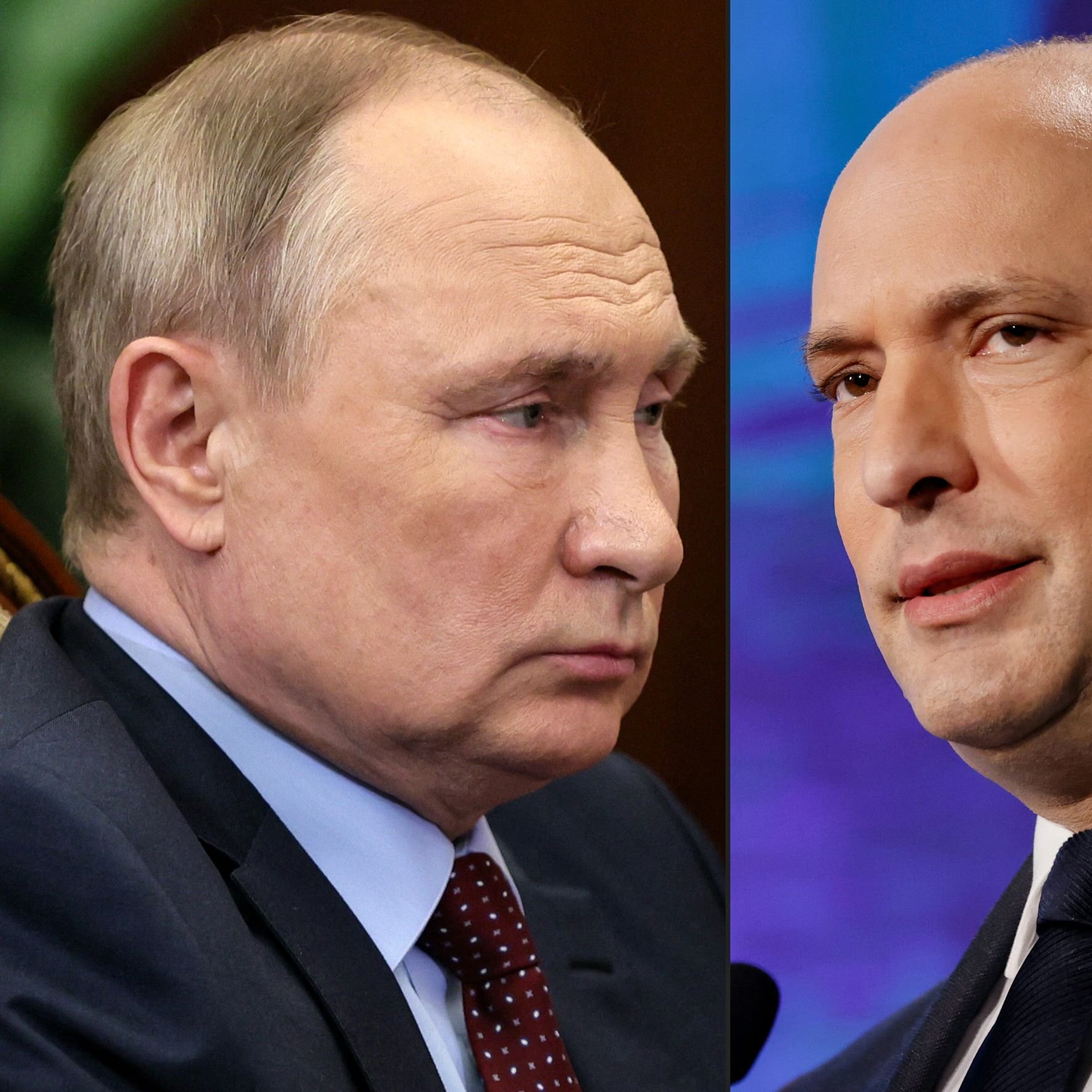 این تصویر شامل دو نفر است که در دو سمت تقسیم شده‌اند. در سمت چپ، فردی با موهای کوتاه و روشن دیده می‌شود که ظاهری جدی و متمرکز دارد. سمت راست، فرد دیگری با موهای کوتاه و طاس، ظاهری آرام و مطمئن دارد. هر دو نفر در حال صحبت یا ارائه خود هستند و به دوربین نگاه می‌کنند. خلفیه تصویر به صورت تار است و تمرکز بر روی چهره‌هاست.