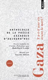 Livre de poésie sur Gaza, textes traduits de l'arabe, couverture épurée et moderne.