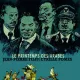 L'image présente une couverture de bande dessinée intitulée "Le printemps des Arabes". On y voit au-dessus des personnages stylisés qui semblent représenter des leaders ou figures politiques, avec des expressions sérieuses. En bas, des personnages sont représentés interagissant avec un tank, symbolisant probablement le mouvement populaire ou des luttes sociales. Le tout est illustré dans un style graphique accentué, avec des couleurs sombres et des traits distincts. Les noms "Jean-Pierre Filiu" et "Cyrille Pomes" sont mentionnés, suggérant qu'ils sont les auteurs de l'œuvre.