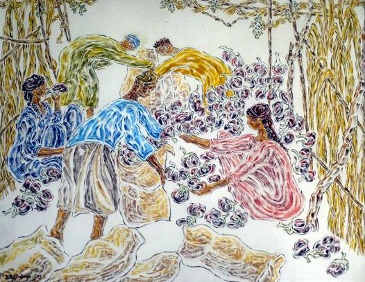 {Collecting eggplants,} 1986