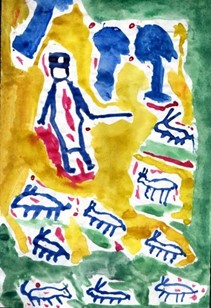 Dessin réalisé par un élève de Claude Cornu, appelé en Algérie dans les Aurès. Archives privées de Claude Cornu.