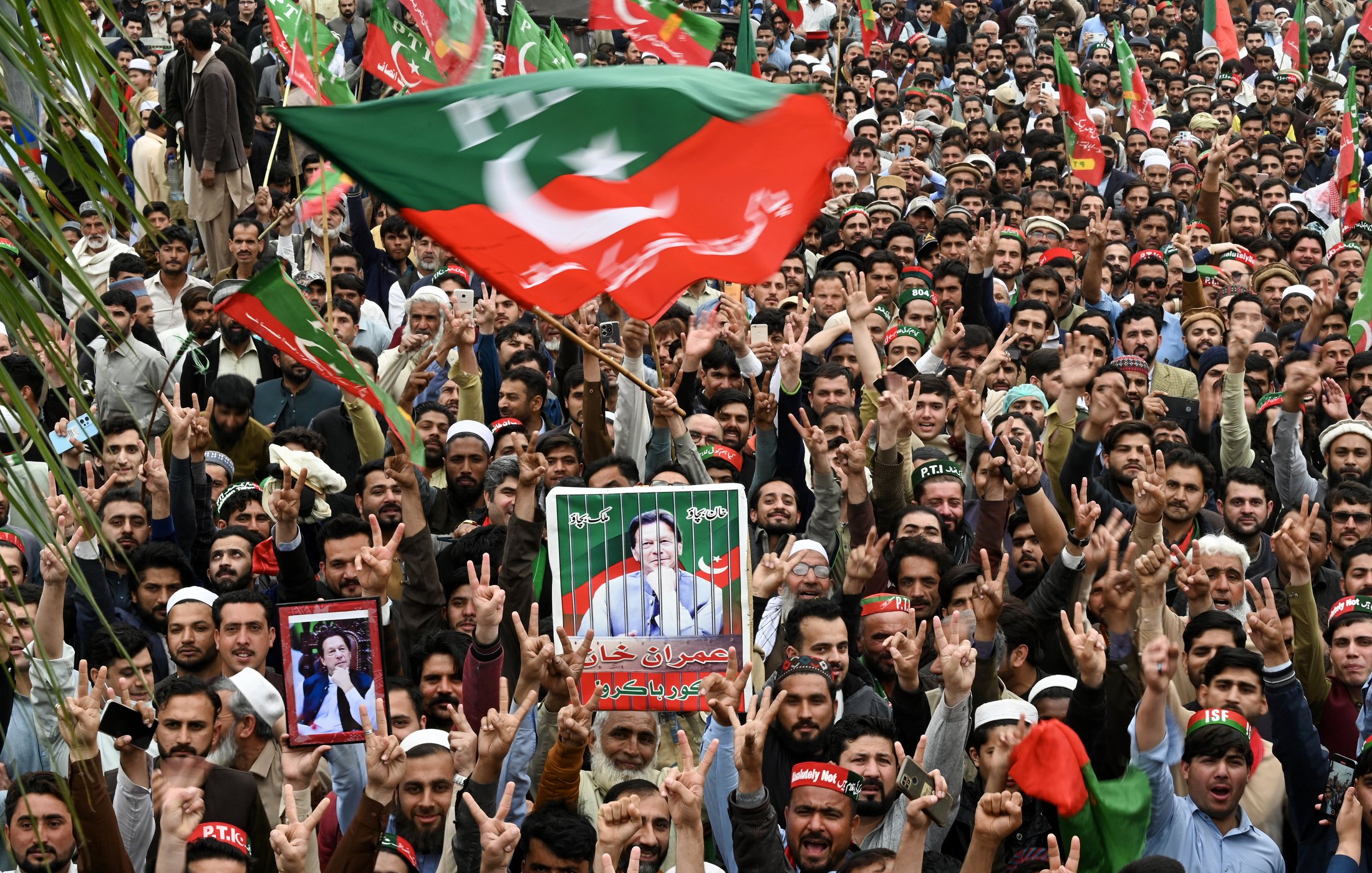 تصویر نشاندهندهی تجمع بزرگ مردمی است که در یک رویداد سیاسی شرکت کردهاند. افراد در این جمعیت با پرچمها و شعارهای مختلف از یک شخصیت سیاسی حمایت میکنند. برخی از آنها تصاویر شخص مورد نظر را در دست دارند و به نشانه حمایت، دستهای خود را بالا بردهاند. جو حاکم بر جمع، پرشور و هیجانانگیز به نظر میرسد.