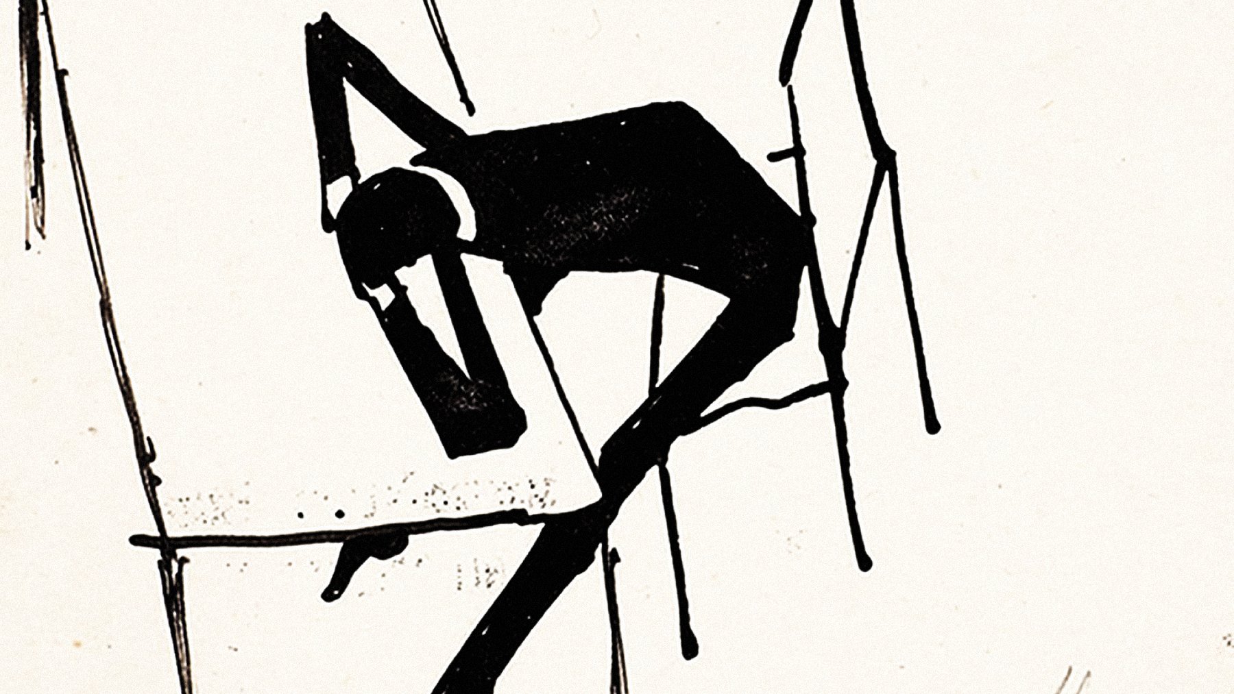 Silhouette noire d'une personne en posture détendue, assise et penchée.