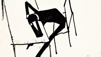 Silhouette noire d'une personne en posture détendue, assise et penchée.