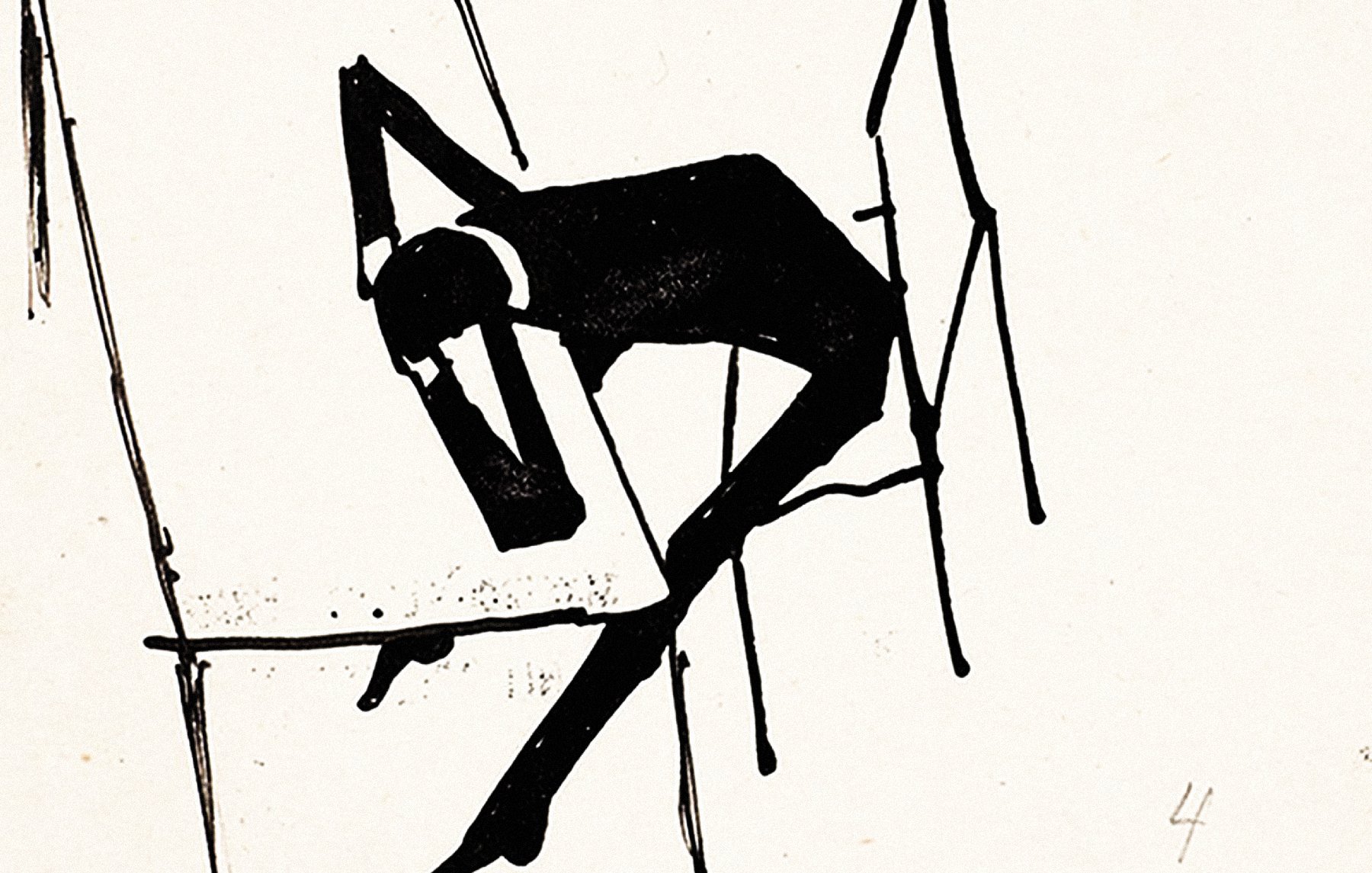 Silhouette noire d'une personne en posture détendue, assise et penchée.