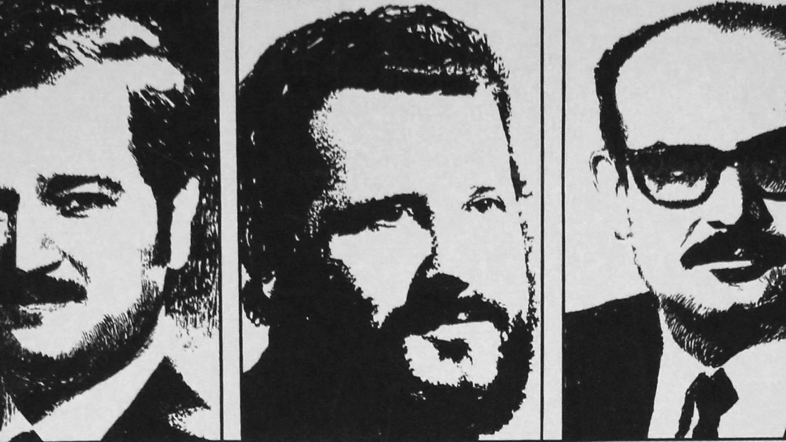 Trois portraits en noir et blanc: Basil Al Koubaisi, Mohammed Boudia, Mahmoud Hamchari