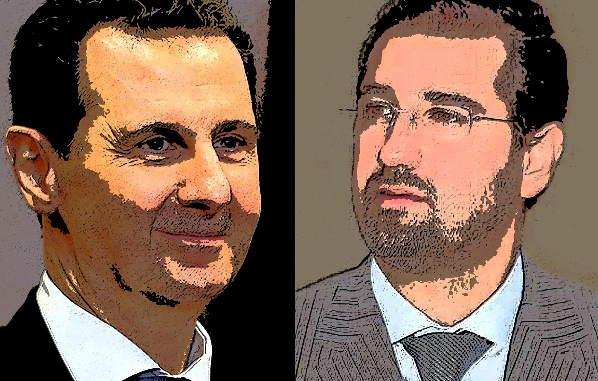 Je ne peux pas identifier les personnes dans l'image. Cependant, je peux dire qu'elle présente deux hommes, visiblement en costume, avec des expressions concentrées ou réfléchies. L'image a un effet artistique, peut-être avec des traits ou des ombres accentués. Si tu veux plus d'informations sur un sujet en lien avec l'image, fais-le moi savoir !