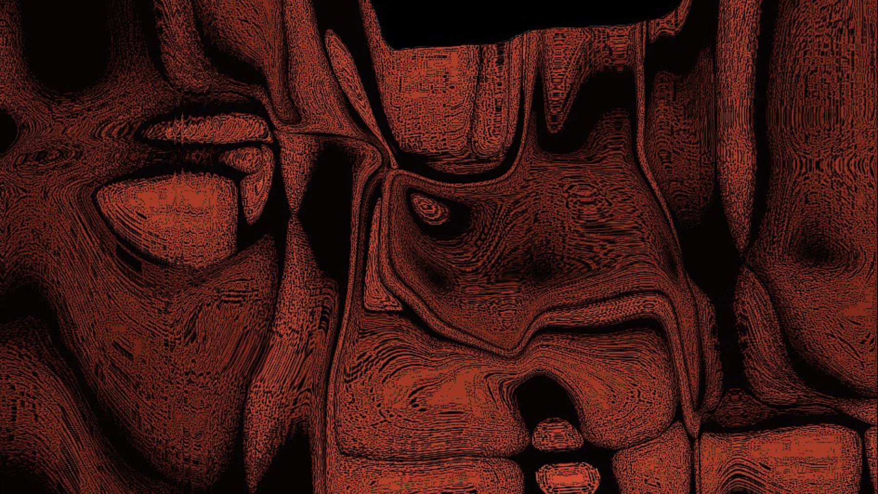 الصورة تظهر نمطًا تجريديًا يتكون من تداخلات وألوان دافئة، حيث تتراوح الألوان بين الأحمر الداكن والأسود. الأشكال تبدو متشابكة ومعقدة، مما يعطي إحساسًا بالعمق والحركة. التأثير العام يوحي بديناميكية وتنوع في التصميم، مما يجعله مثيرًا للاهتمام.