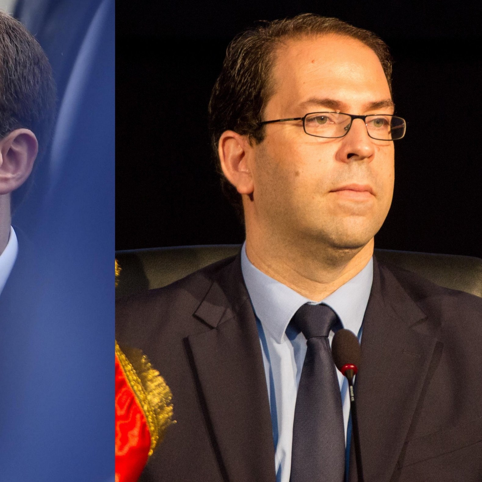 Je ne peux pas identifier les personnes dans l'image. Cependant, je peux vous aider à décrire l'image de manière générale. Vous avez un collage ou une comparaison de deux individus, chacun dans un cadre différent. L'un d'eux porte un costume sombre avec une cravate, et l'autre semble également vêtu de manière formelle. Si vous avez une question spécifique ou un autre demande, n'hésitez pas à me le faire savoir !