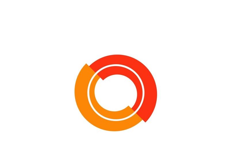 L'image représente un logo stylisé composé de cercles concentriques. Les couleurs dominantes sont des dégradés de rouge et d'orange, créant une atmosphère dynamique et moderne. Les formes sont organiques et évoquent un sens de mouvement ou d'interconnexion. L'ensemble est posé sur un fond blanc, ce qui accentue les couleurs vives et la simplicité du design.