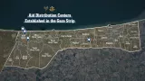 Carte des centres de distribution d'aide dans la bande de Gaza, avec noms de villes.