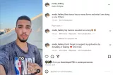 Un homme se filme, parlant de son projet, avec une tente en arrière-plan.
