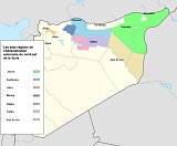 Les régions du Rojava (Administration autonome du nord-est de la Syrie)