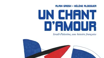 Groupe de personnes avec des drapeaux palestinien et israélien, exprimant des émotions fortes.
