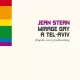 Couverture de livre : titre en haut, drapeau arc-en-ciel sur le côté, fond clair.