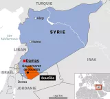 Carte de la Syrie, montrant Damas et la région de Soueïda.
