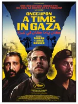 Affiche de film colorée avec des personnages masculins sur fond urbain.